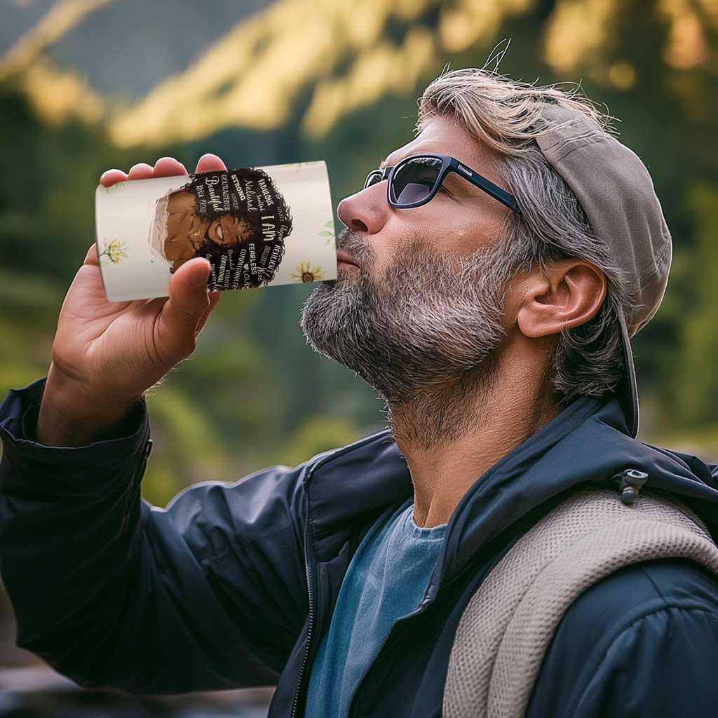 Christian Gifts for Black Women 4 in 1 Can Cooler Tumbler Sunflower African American Afro Black Girl Encouragement Religious Gift - Wonder Print Shop