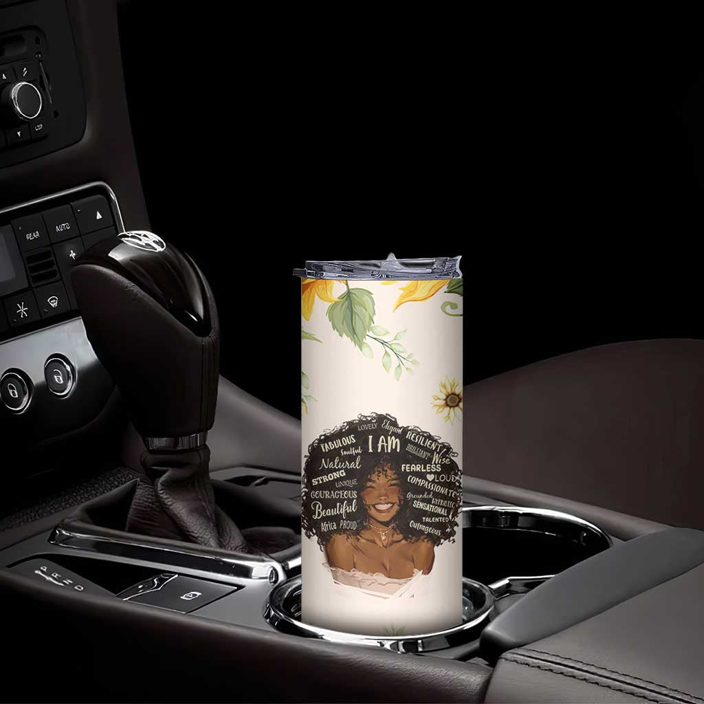 Christian Gifts for Black Women Skinny Tumbler Sunflower African American Afro Black Girl Encouragement Religious Gift - Wonder Print Shop