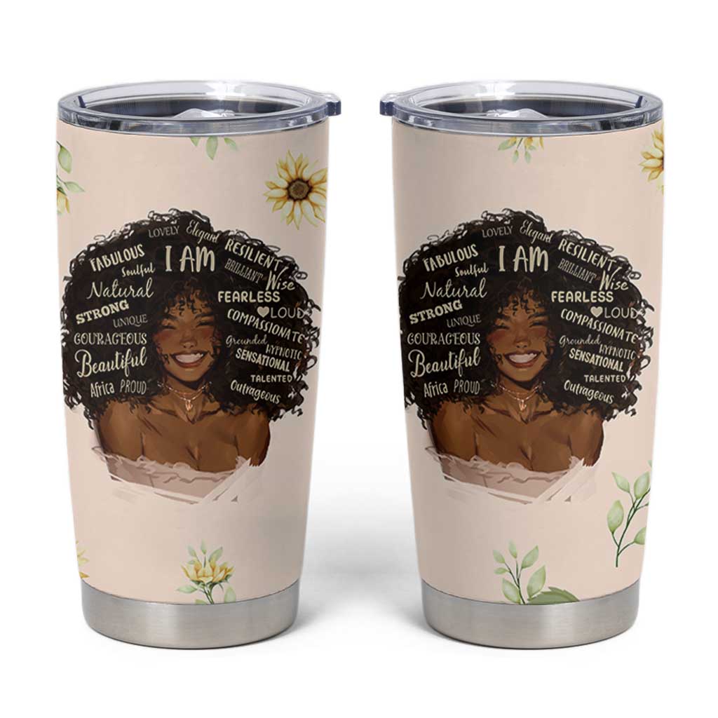 Christian Gifts for Black Women Tumbler Cup Sunflower African American Afro Black Girl Encouragement Religious Gift - Wonder Print Shop
