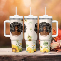 Christian Gifts for Black Women Tumbler With Handle Sunflower African American Afro Black Girl Encouragement Religious Gift - Wonder Print Shop