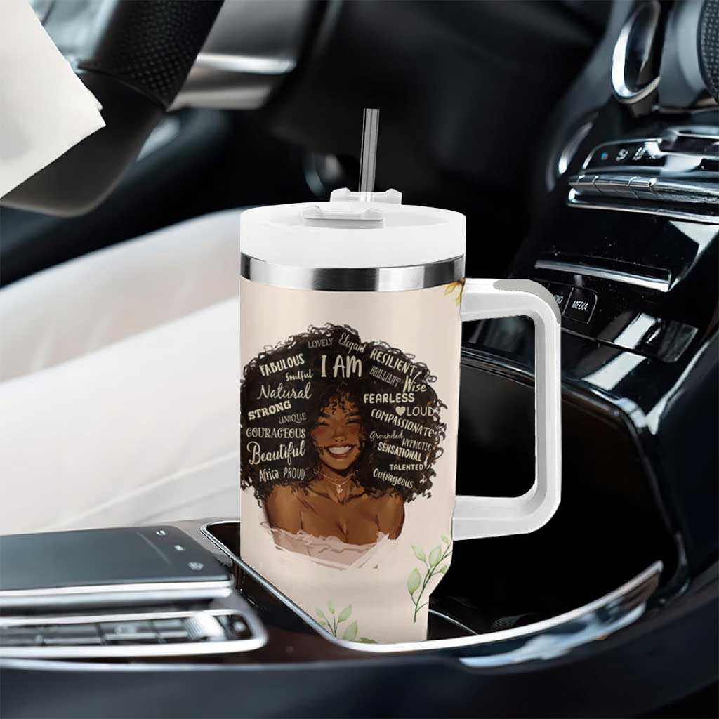Christian Gifts for Black Women Tumbler With Handle Sunflower African American Afro Black Girl Encouragement Religious Gift - Wonder Print Shop
