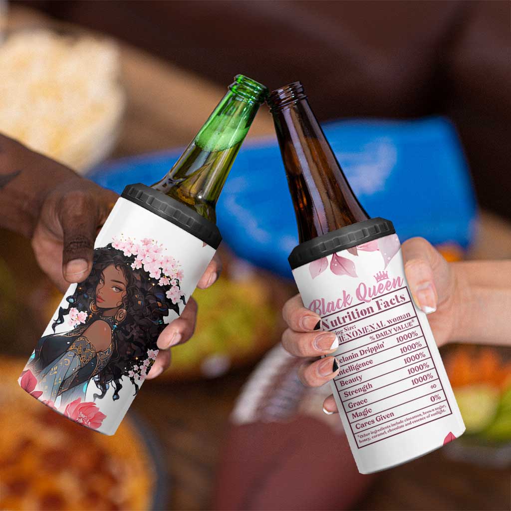Black Queen 4 in 1 Can Cooler Tumbler Afro Afican Roots Women Floral Juneteenth Black History