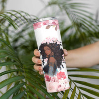 Black Queen Skinny Tumbler Afro Afican Roots Women Floral Juneteenth Black History