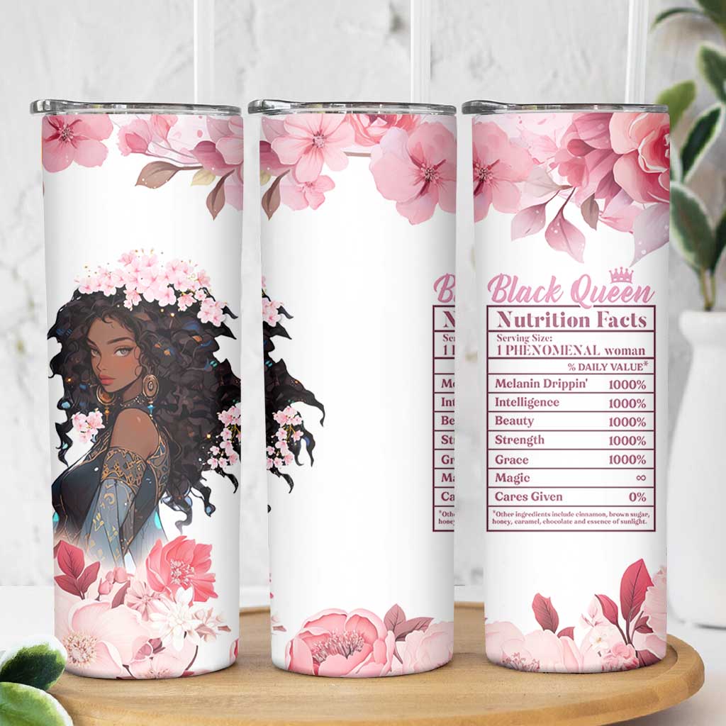 Black Queen Skinny Tumbler Afro Afican Roots Women Floral Juneteenth Black History