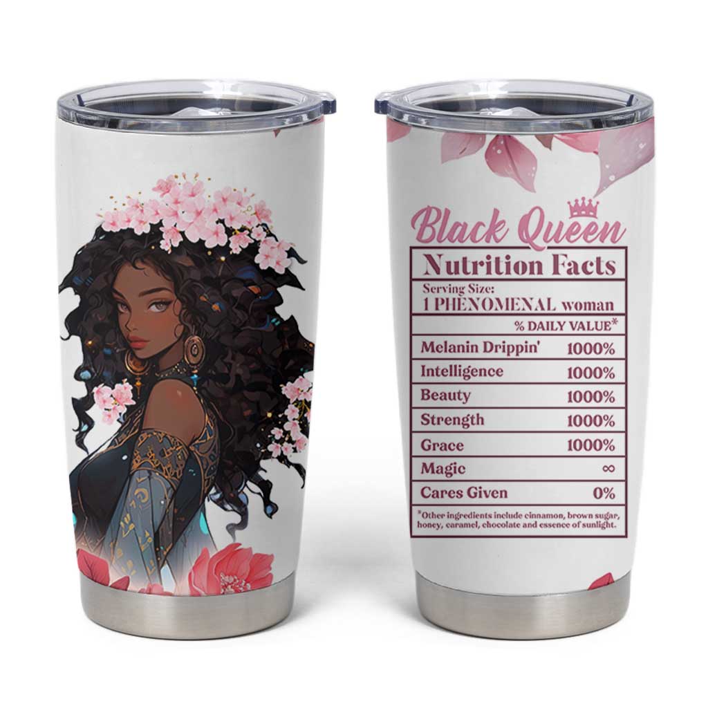Black Queen Tumbler Cup Afro Afican Roots Women Floral Juneteenth Black History