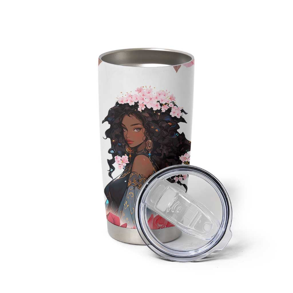 Black Queen Tumbler Cup Afro Afican Roots Women Floral Juneteenth Black History