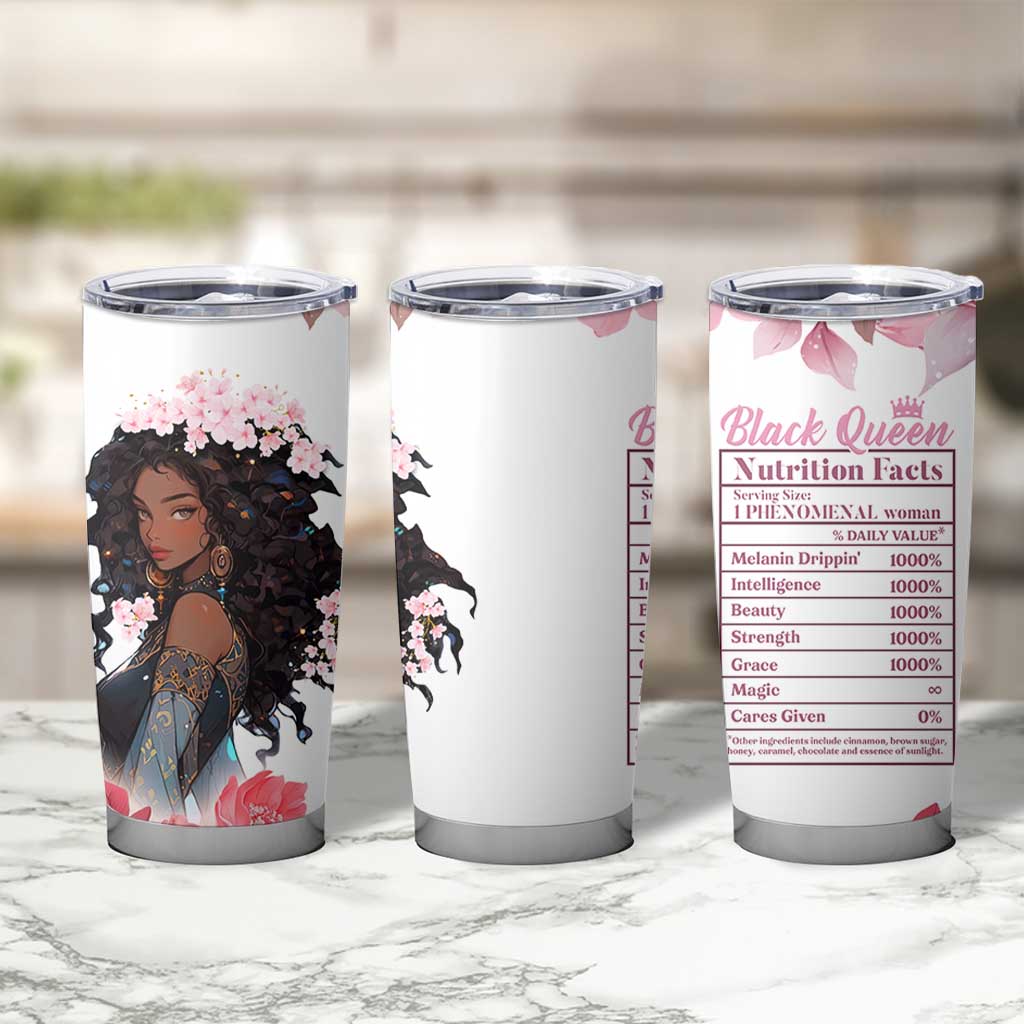 Black Queen Tumbler Cup Afro Afican Roots Women Floral Juneteenth Black History