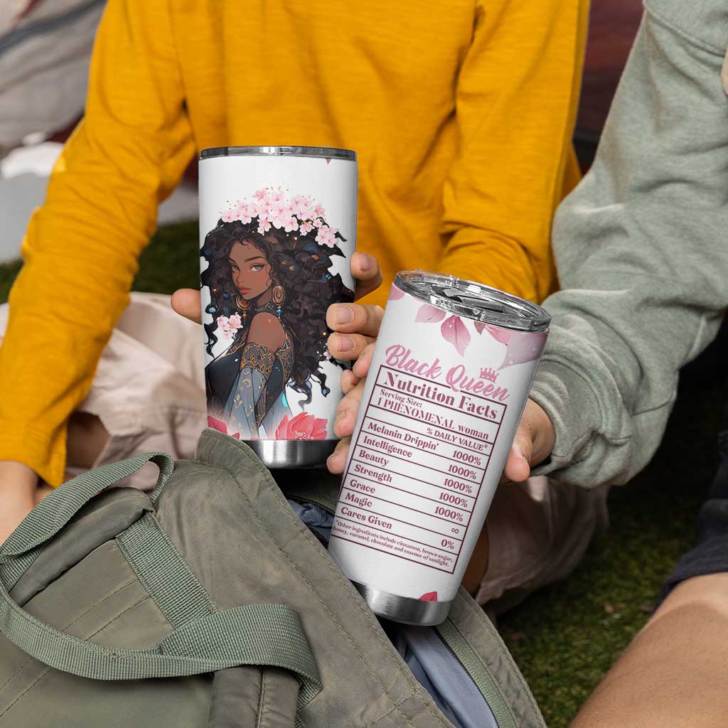 Black Queen Tumbler Cup Afro Afican Roots Women Floral Juneteenth Black History