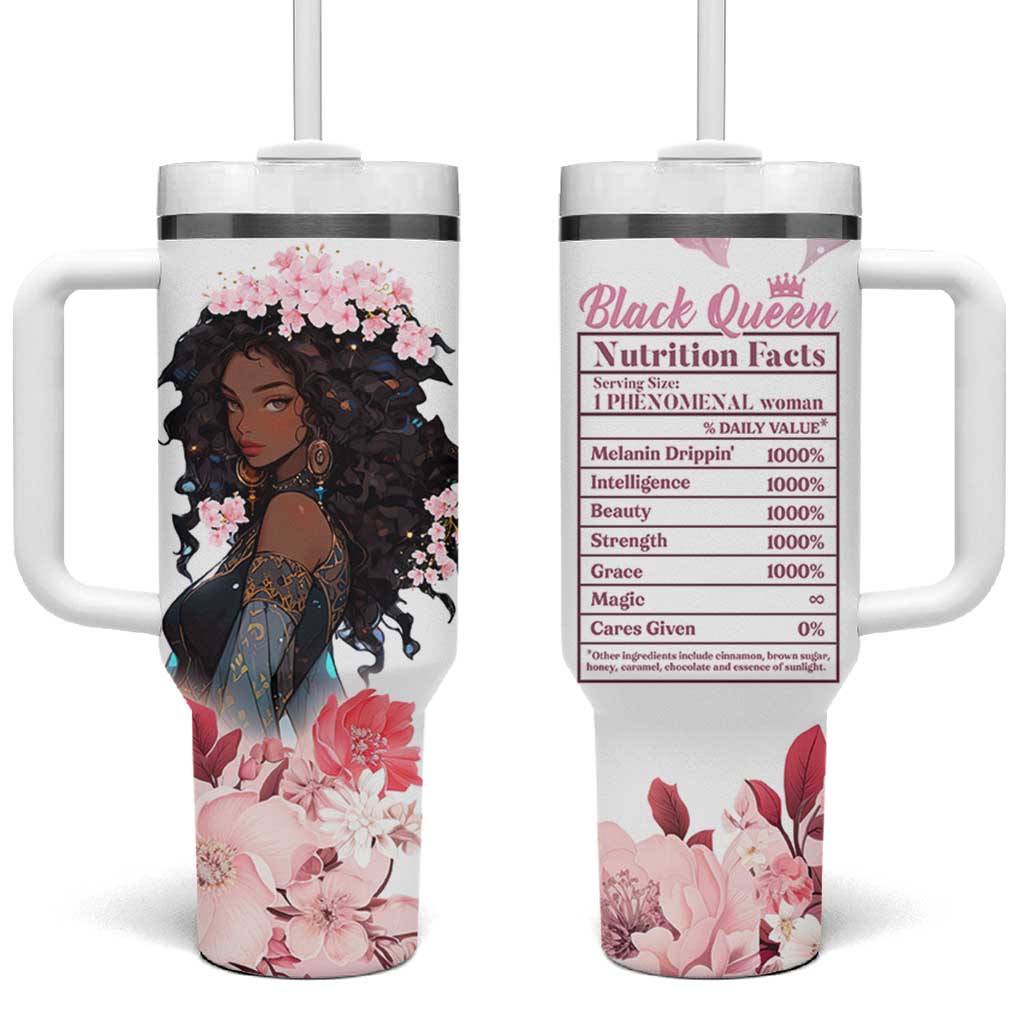 Black Queen Tumbler With Handle Afro Afican Roots Women Floral Juneteenth Black History