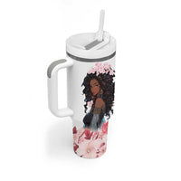 Black Queen Tumbler With Handle Afro Afican Roots Women Floral Juneteenth Black History