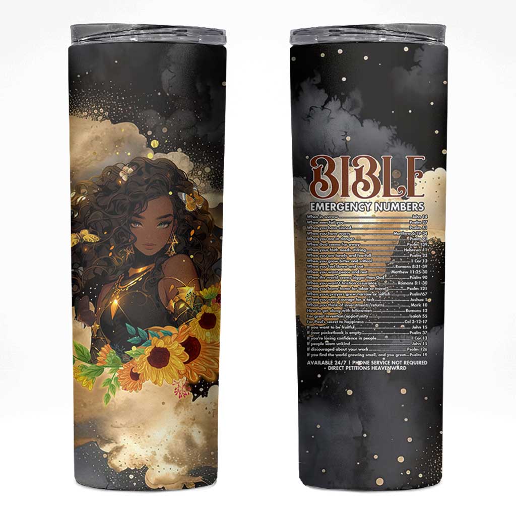 Bible Emergency Numbers Skinny Tumbler Bible Verse Religious Gifts For Afro Women