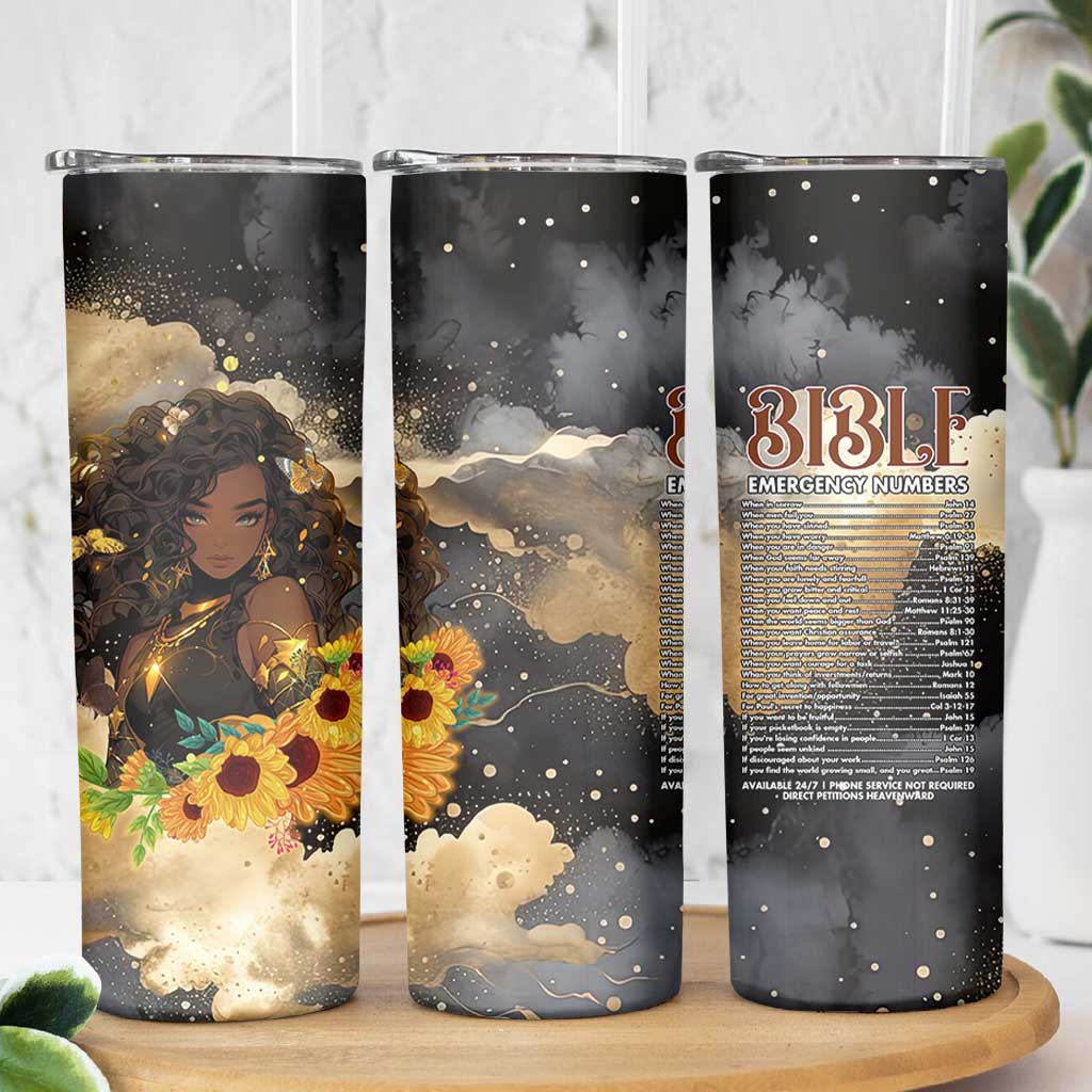 Bible Emergency Numbers Skinny Tumbler Bible Verse Religious Gifts For Afro Women