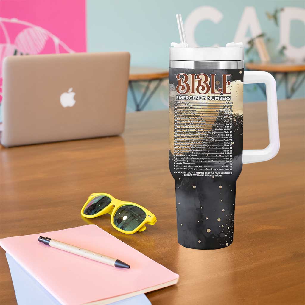 Bible Emergency Numbers Tumbler With Handle Bible Verse Religious Gifts For Afro Women