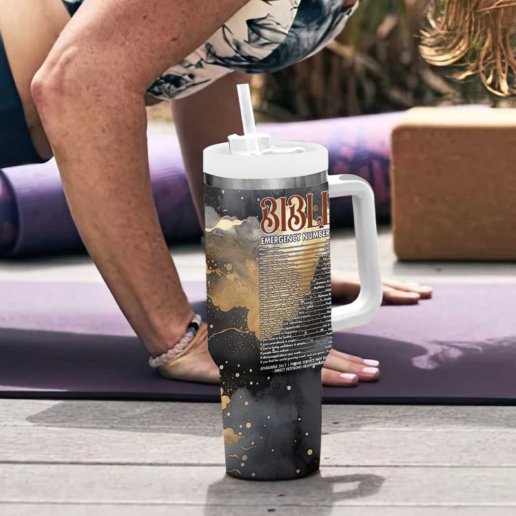 Bible Emergency Numbers Tumbler With Handle Bible Verse Religious Gifts For Afro Women