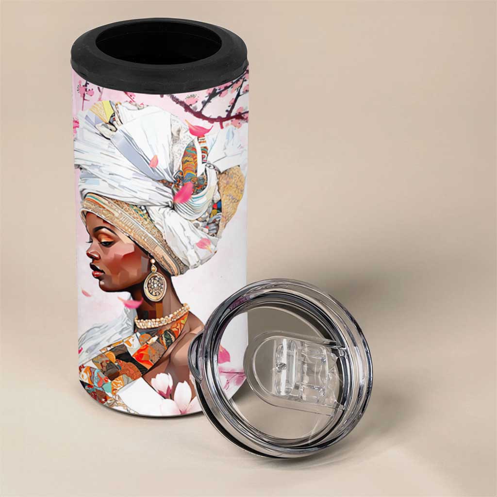 African American Gifts For Women 4 in 1 Can Cooler Tumbler Cherry Blossom Flowers Bible Verse Religious Gifts For Afro Women