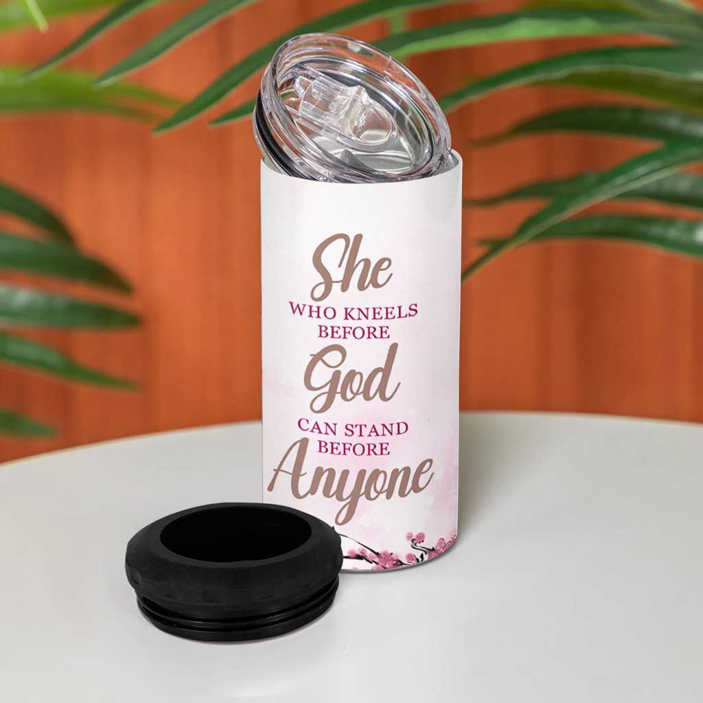 African American Gifts For Women 4 in 1 Can Cooler Tumbler Cherry Blossom Flowers Bible Verse Religious Gifts For Afro Women