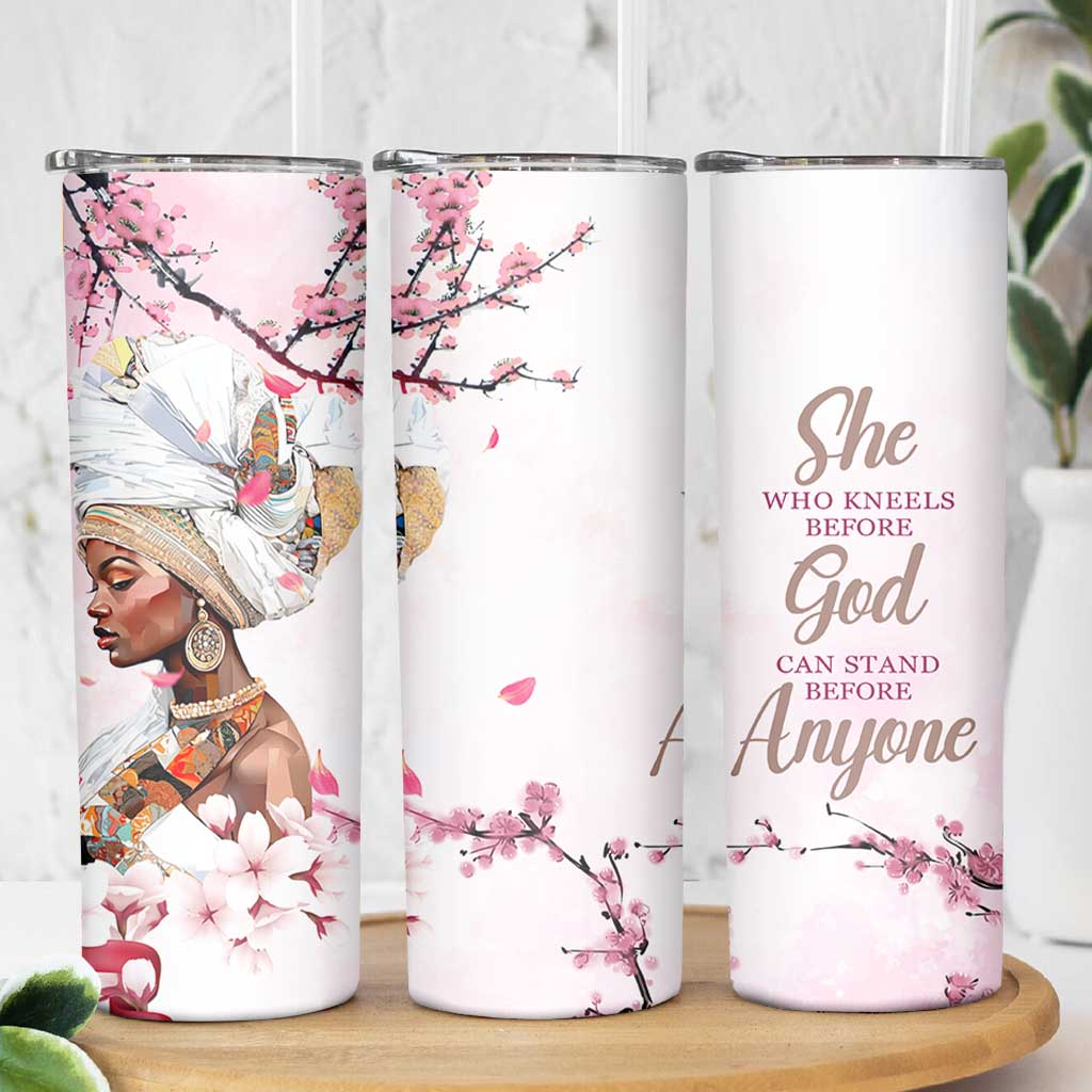 African American Gifts For Women Skinny Tumbler Cherry Blossom Flowers Bible Verse Religious Gifts For Afro Women