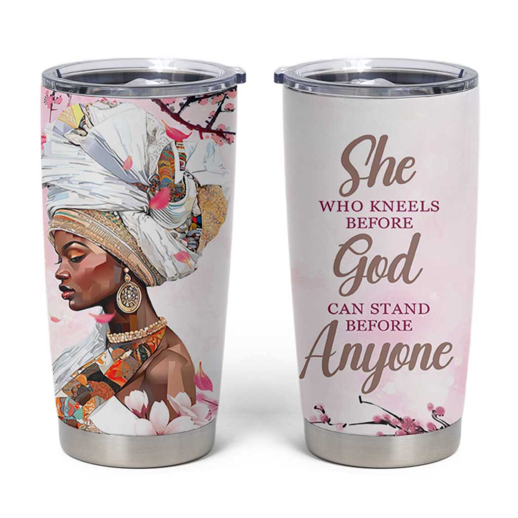 African American Gifts For Women Tumbler Cup Cherry Blossom Flowers Bible Verse Religious Gifts For Afro Women