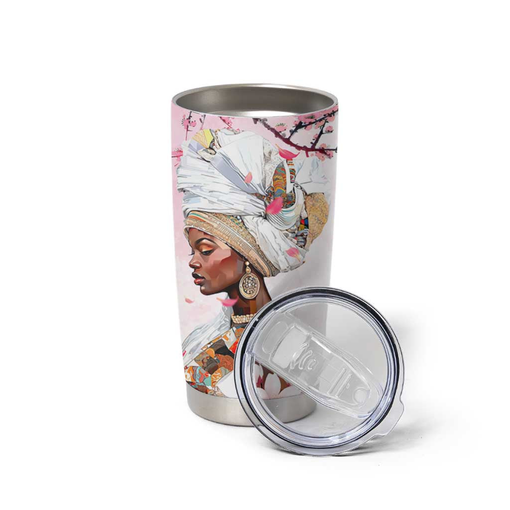 African American Gifts For Women Tumbler Cup Cherry Blossom Flowers Bible Verse Religious Gifts For Afro Women