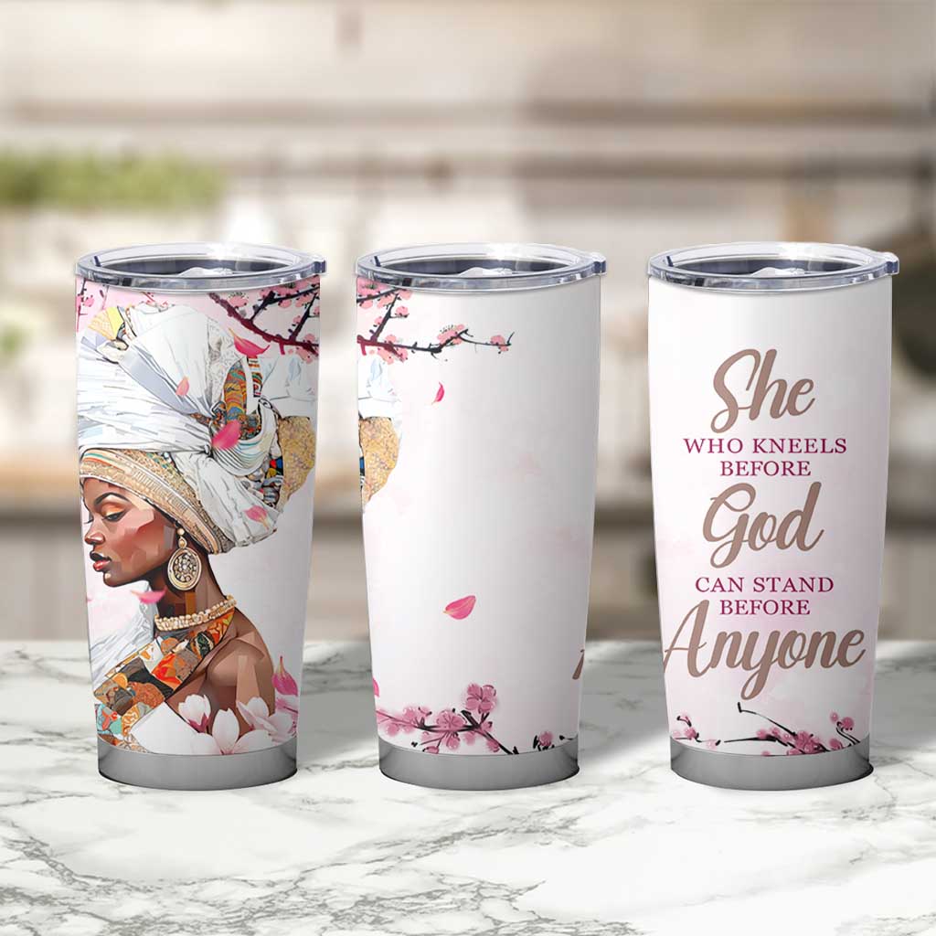 African American Gifts For Women Tumbler Cup Cherry Blossom Flowers Bible Verse Religious Gifts For Afro Women