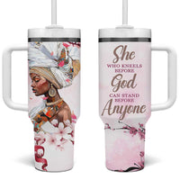 African American Gifts For Women Tumbler With Handle Cherry Blossom Flowers Bible Verse Religious Gifts For Afro Women