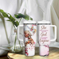 African American Gifts For Women Tumbler With Handle Cherry Blossom Flowers Bible Verse Religious Gifts For Afro Women