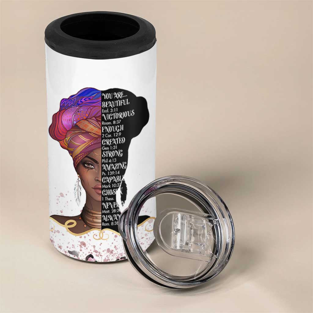 Christian Gifts For Afro Women 4 in 1 Can Cooler Tumbler You Are Bible Verse Religious Gifts Leopard