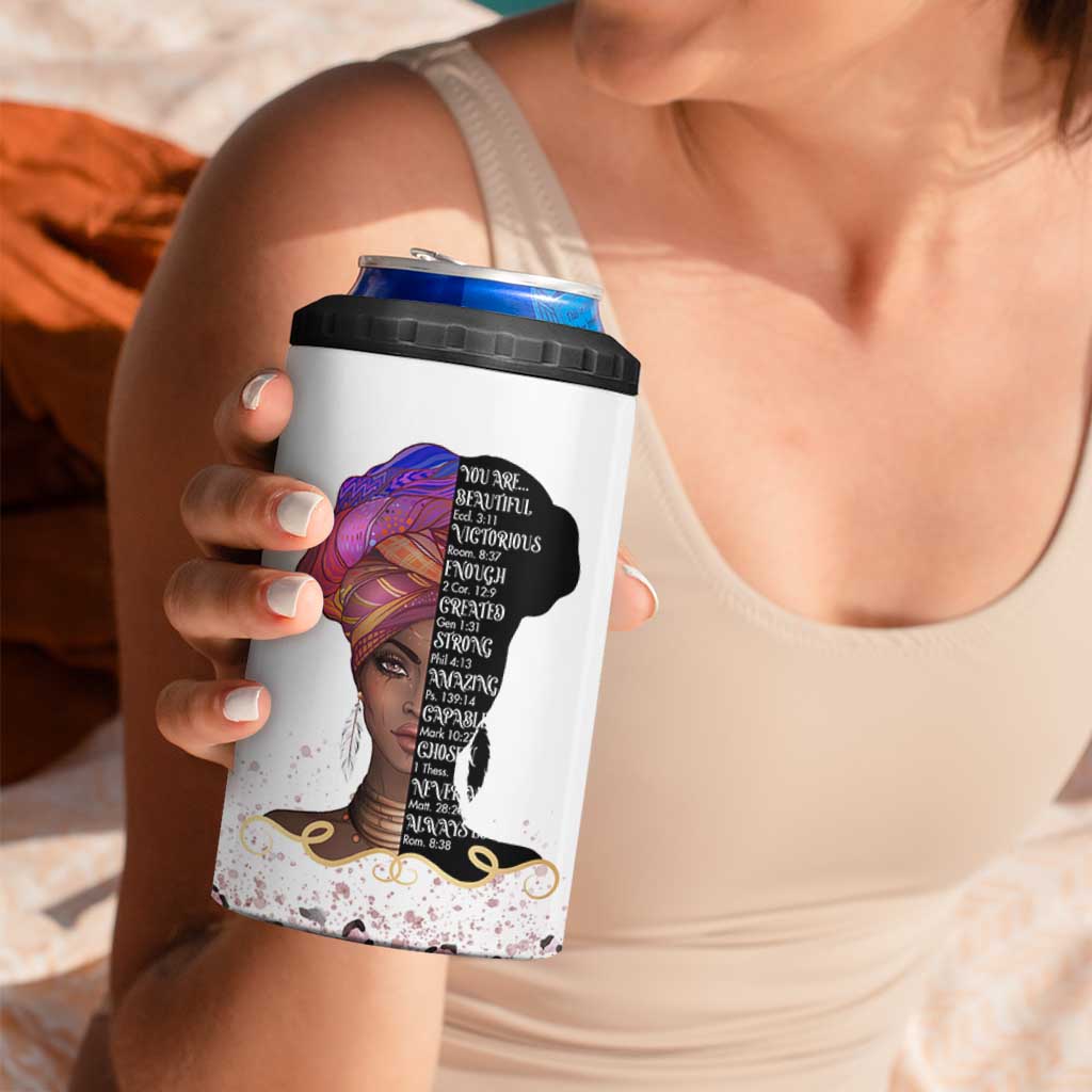 Christian Gifts For Afro Women 4 in 1 Can Cooler Tumbler You Are Bible Verse Religious Gifts Leopard