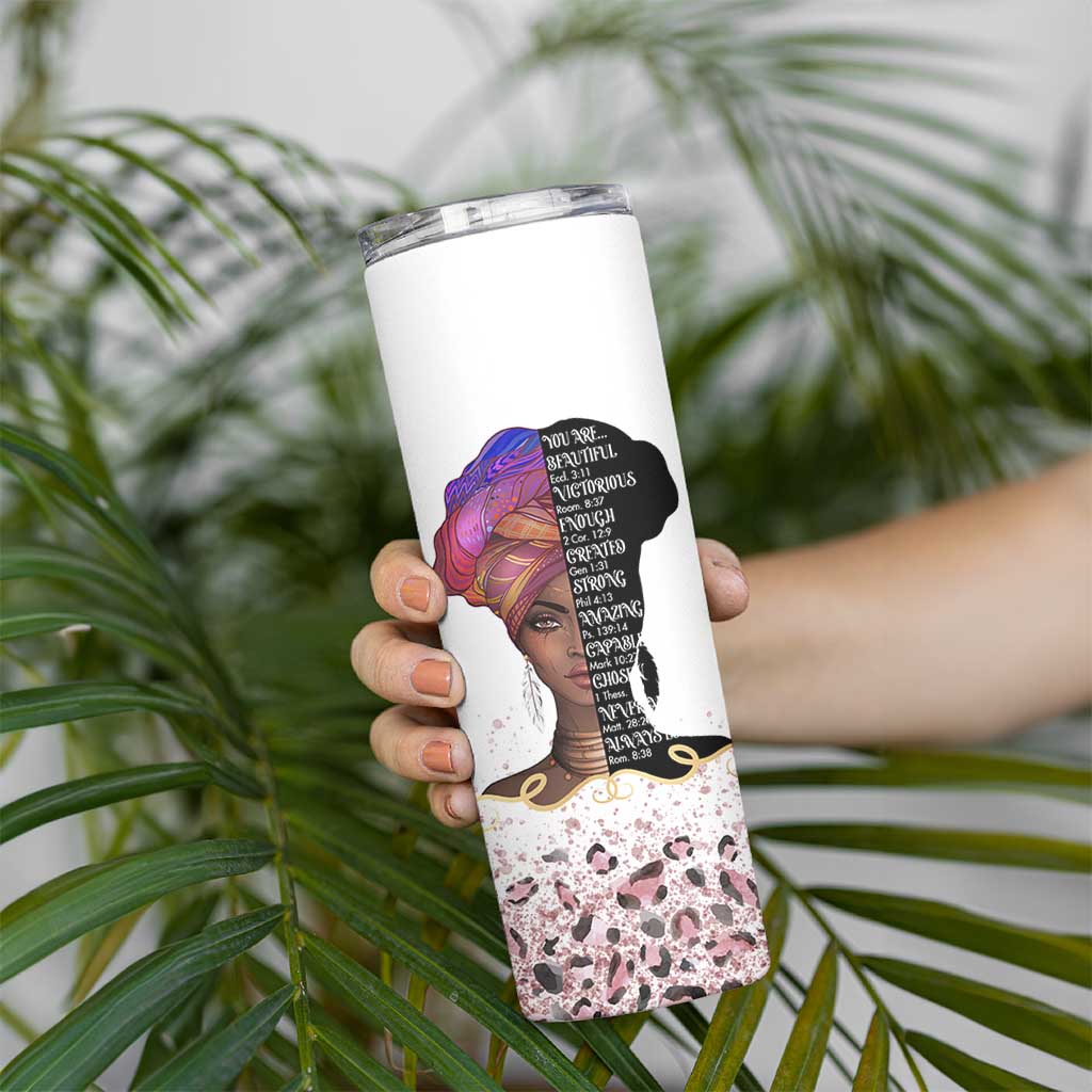 Christian Gifts For Afro Women Skinny Tumbler You Are Bible Verse Religious Gifts Leopard