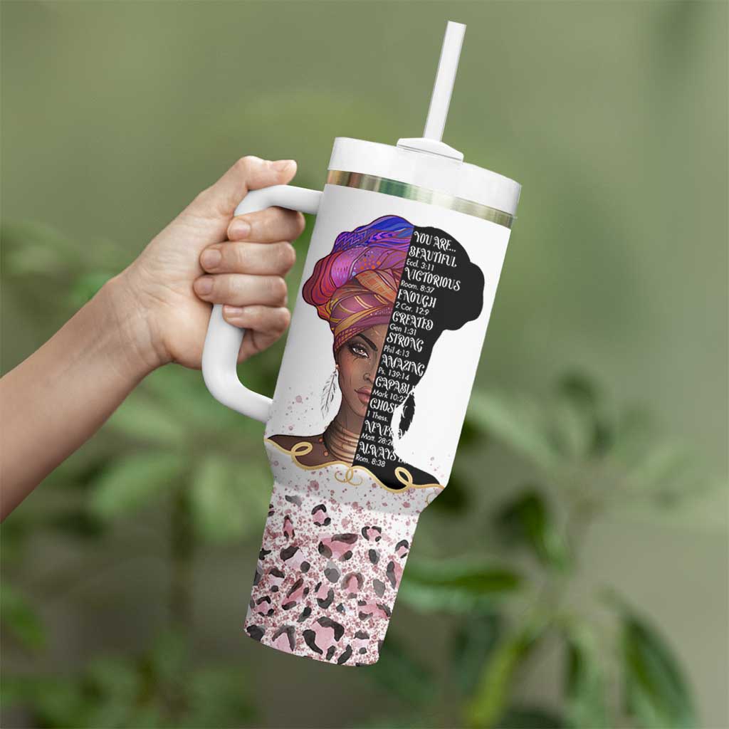 Christian Gifts For Afro Women Tumbler With Handle You Are Bible Verse Religious Gifts Leopard