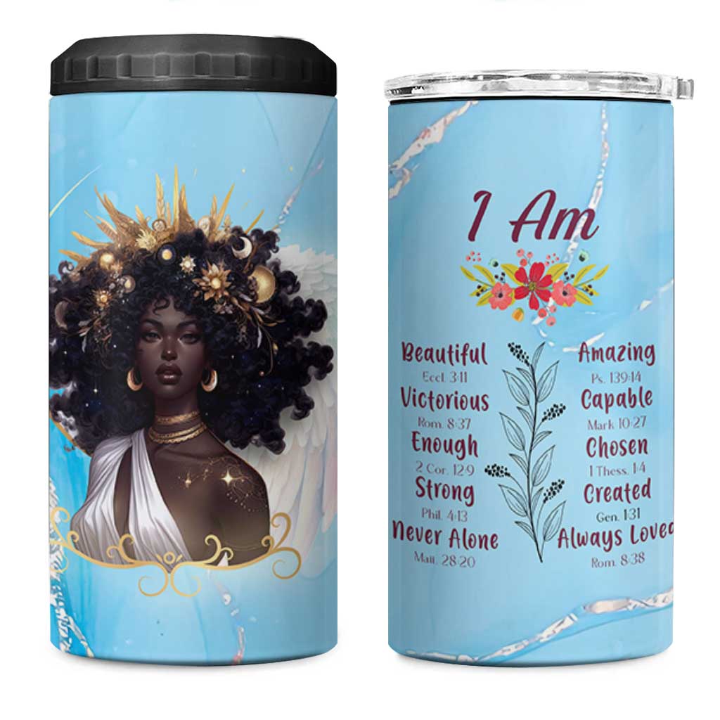 Christian Gifts for Black Women 4 in 1 Can Cooler Tumbler African American Afro Black Girl Encouragement Religious Gift - Wonder Print Shop