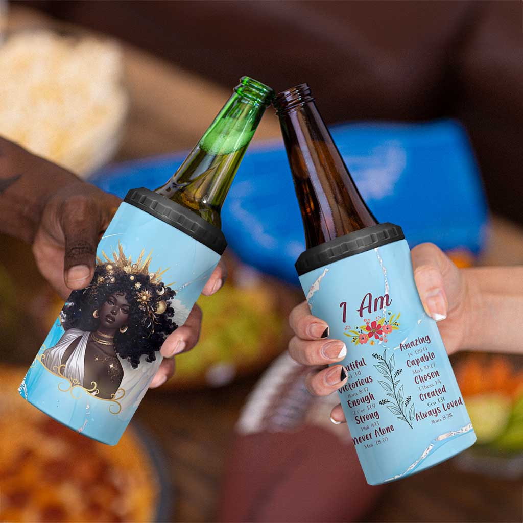 Christian Gifts for Black Women 4 in 1 Can Cooler Tumbler African American Afro Black Girl Encouragement Religious Gift - Wonder Print Shop