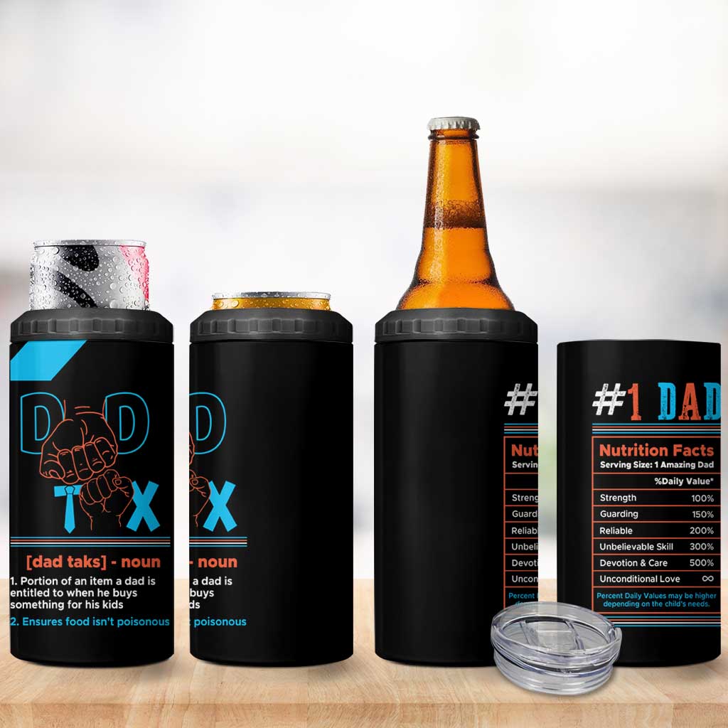 Dad Tax 4 in 1 Can Cooler Tumbler Funny Birthday Christmas Gift For Men Stepdad Bonus Dad Uncle - Wonder Print Shop