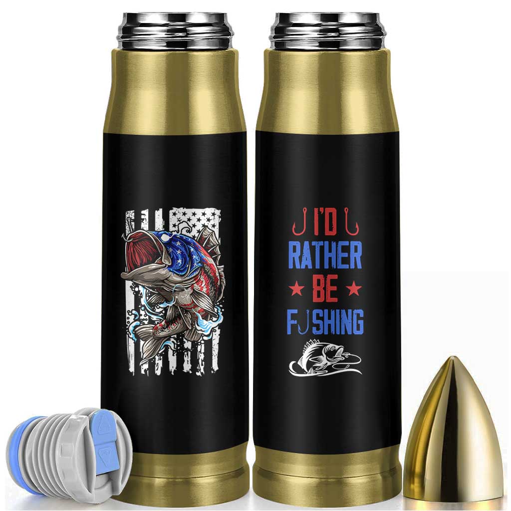 Fishing Gifts Bullet Tumbler Id Rather Be Fishing Bass Fish American Flag