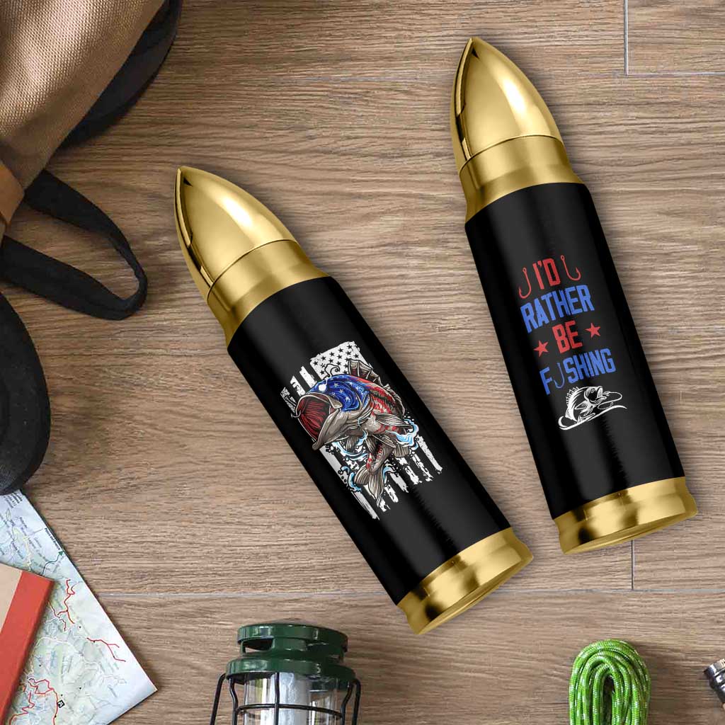 Fishing Gifts Bullet Tumbler Id Rather Be Fishing Bass Fish American Flag