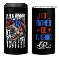 Fishing Gifts 4 in 1 Can Cooler Tumbler Id Rather Be Fishing Bass Fish American Flag
