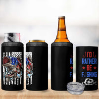 Fishing Gifts 4 in 1 Can Cooler Tumbler Id Rather Be Fishing Bass Fish American Flag