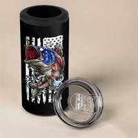 Fishing Gifts 4 in 1 Can Cooler Tumbler Id Rather Be Fishing Bass Fish American Flag