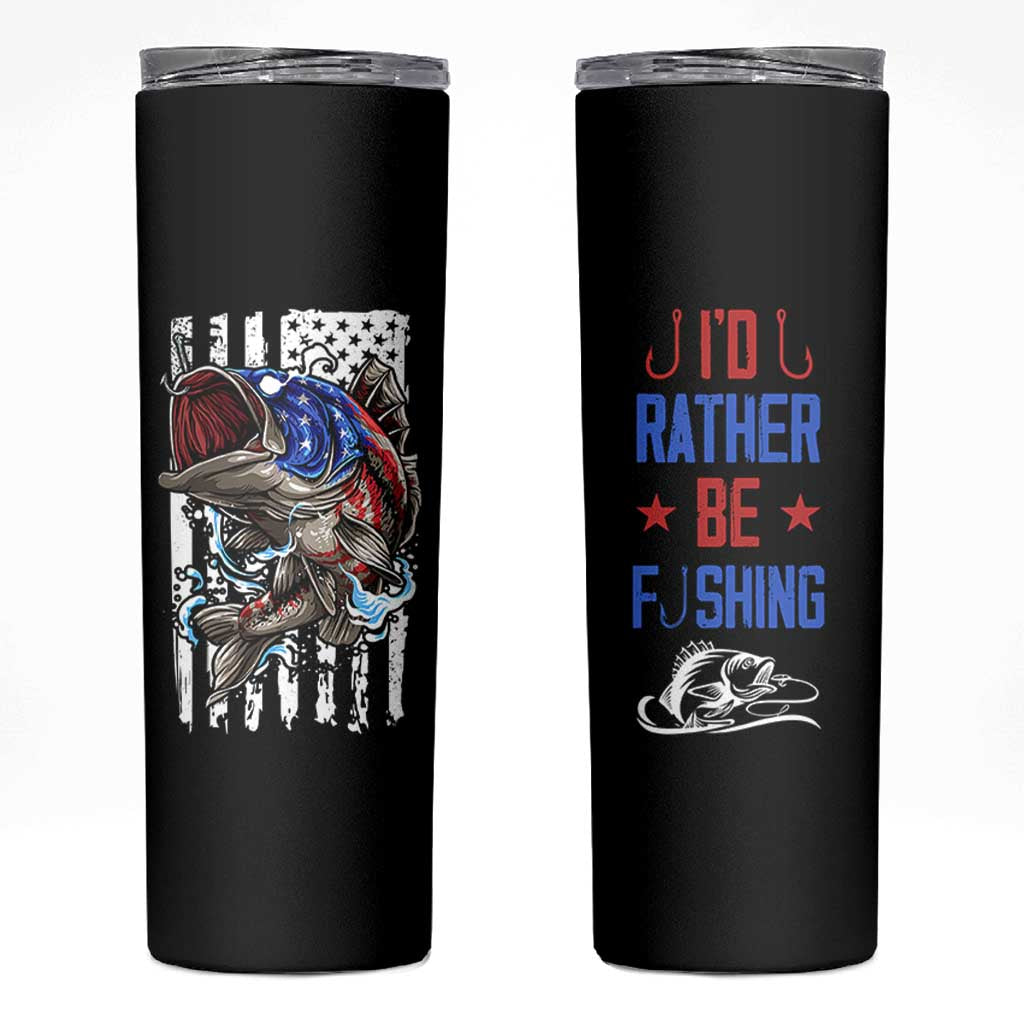 Fishing Gifts Skinny Tumbler Id Rather Be Fishing Bass Fish American Flag