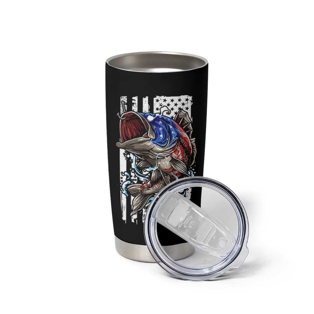 Fishing Gifts Tumbler Cup Id Rather Be Fishing Bass Fish American Flag