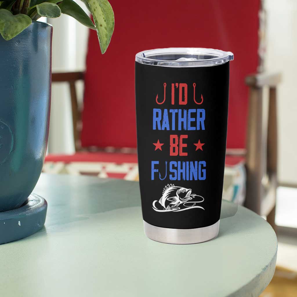 Fishing Gifts Tumbler Cup Id Rather Be Fishing Bass Fish American Flag