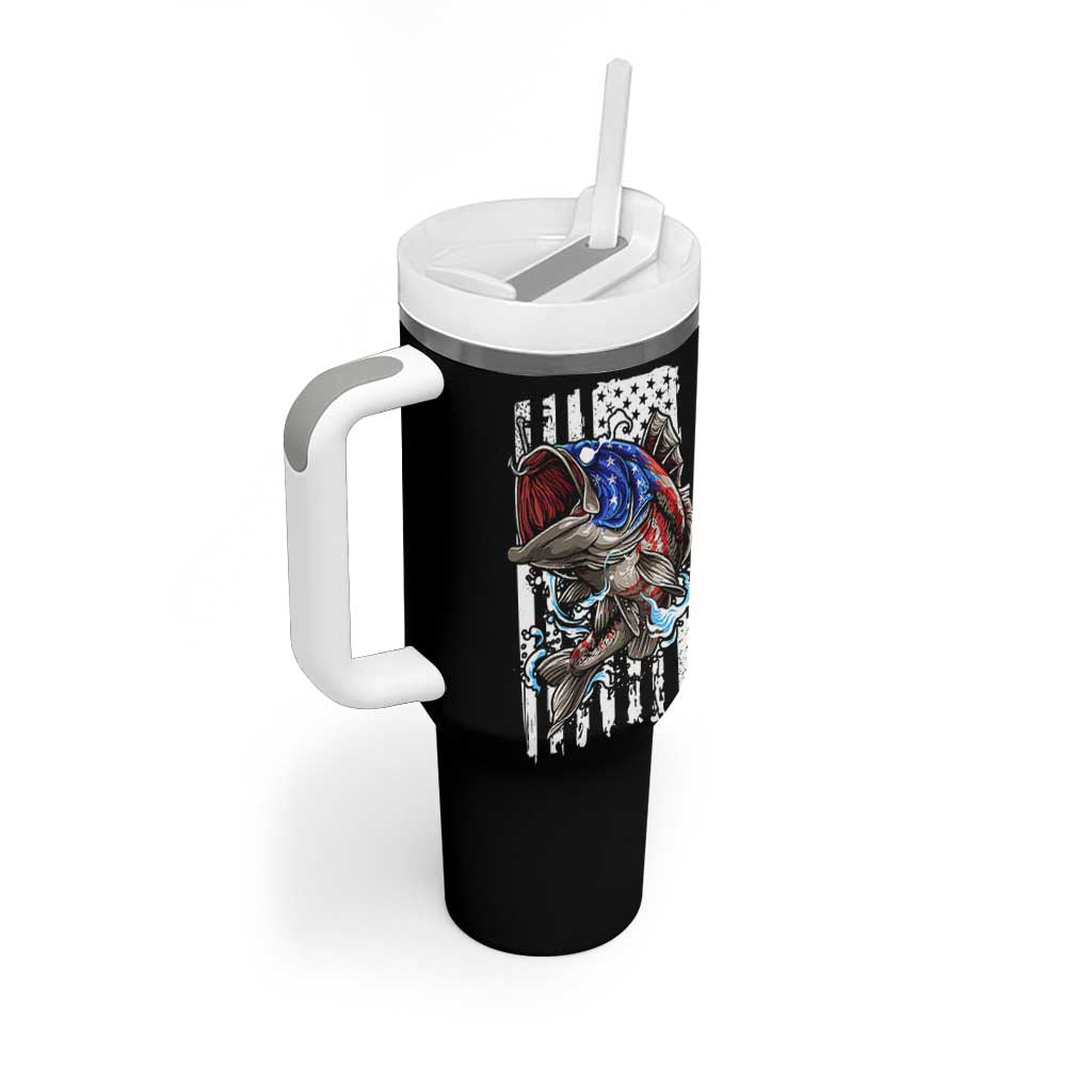 Fishing Gifts Tumbler With Handle Id Rather Be Fishing Bass Fish American Flag