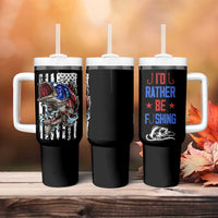 Fishing Gifts Tumbler With Handle Id Rather Be Fishing Bass Fish American Flag