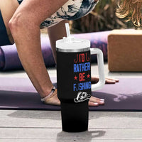 Fishing Gifts Tumbler With Handle Id Rather Be Fishing Bass Fish American Flag