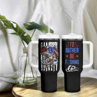 Fishing Gifts Tumbler With Handle Id Rather Be Fishing Bass Fish American Flag