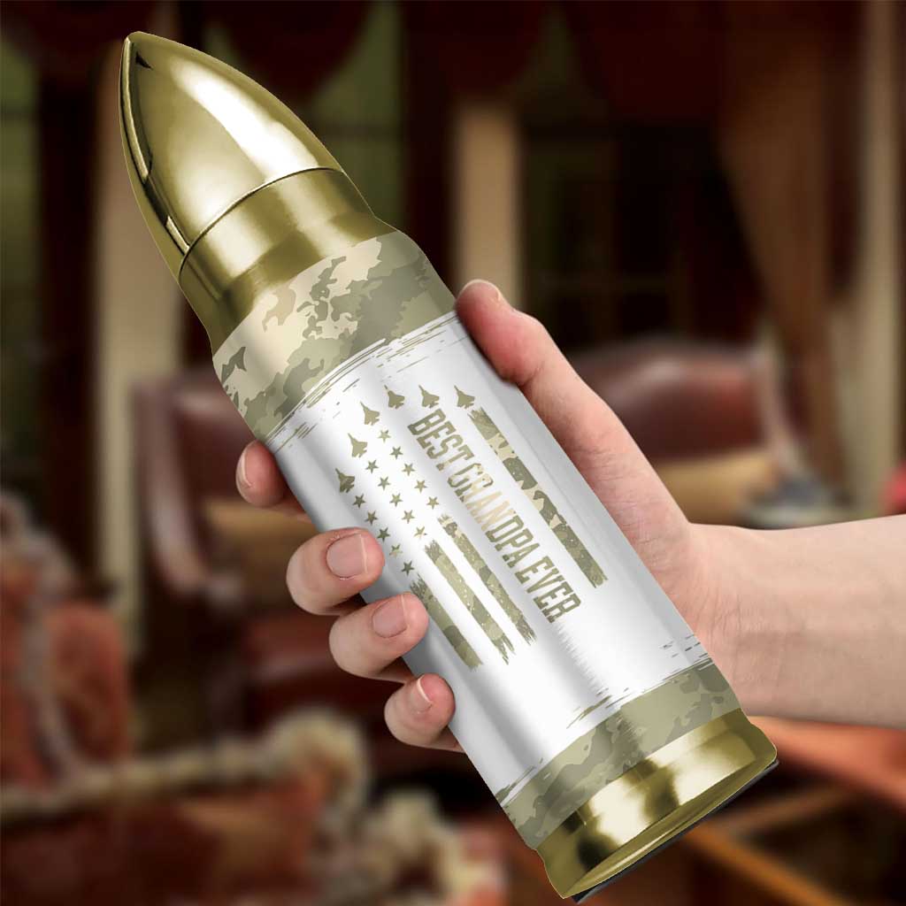 Fathers Day Grandpa Bullet Tumbler Best Grandpa Ever Grandfather Camo American Flag USA