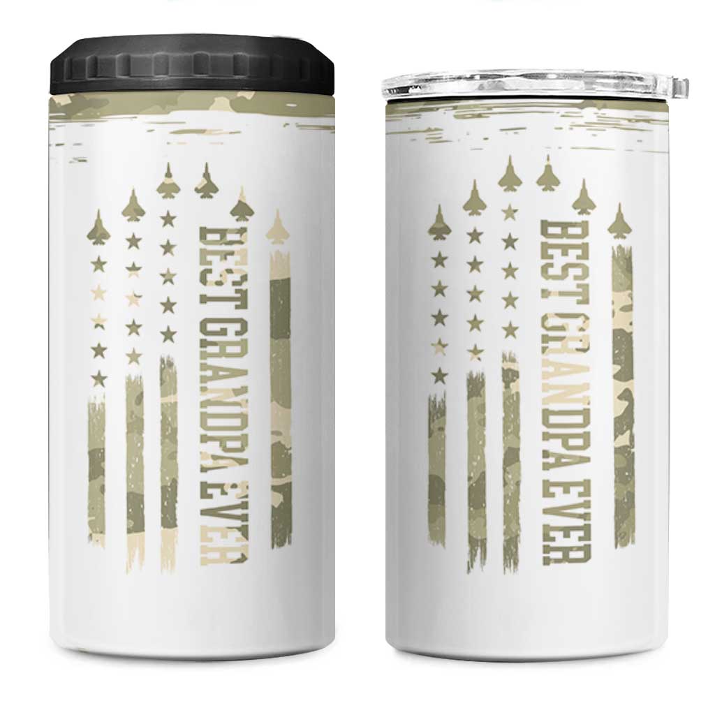 Fathers Day Grandpa 4 in 1 Can Cooler Tumbler Best Grandpa Ever Grandfather Camo American Flag USA