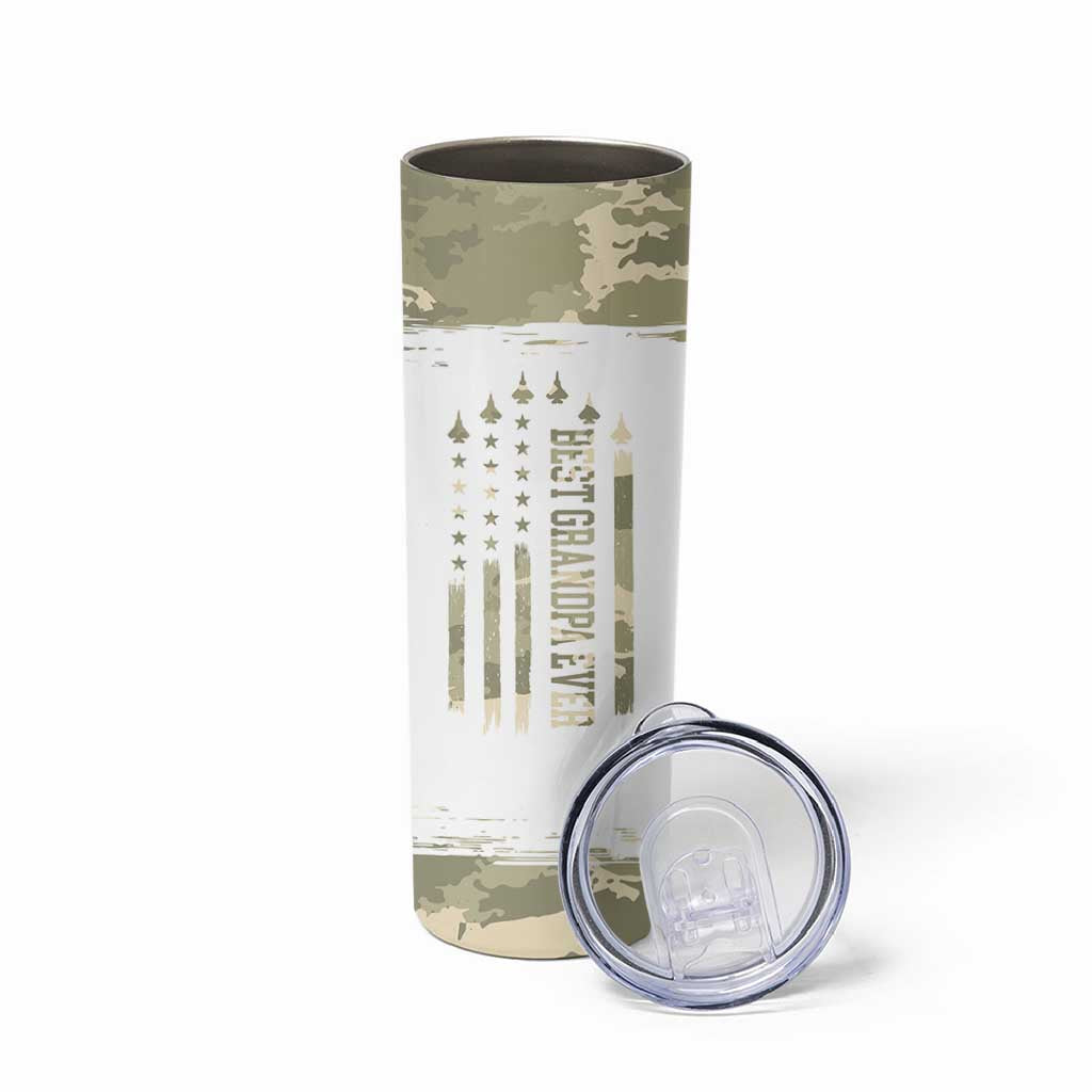 Fathers Day Grandpa Skinny Tumbler Best Grandpa Ever Grandfather Camo American Flag USA