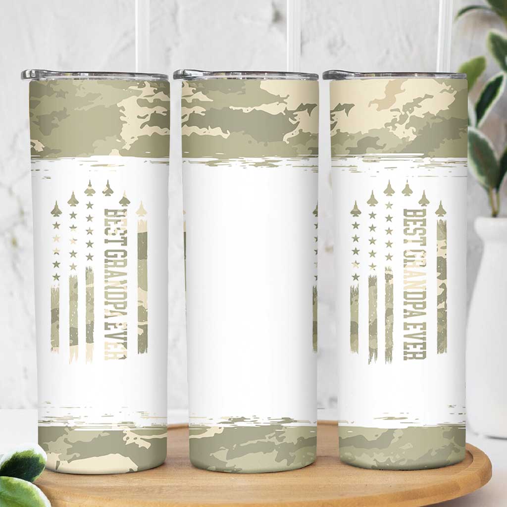 Fathers Day Grandpa Skinny Tumbler Best Grandpa Ever Grandfather Camo American Flag USA