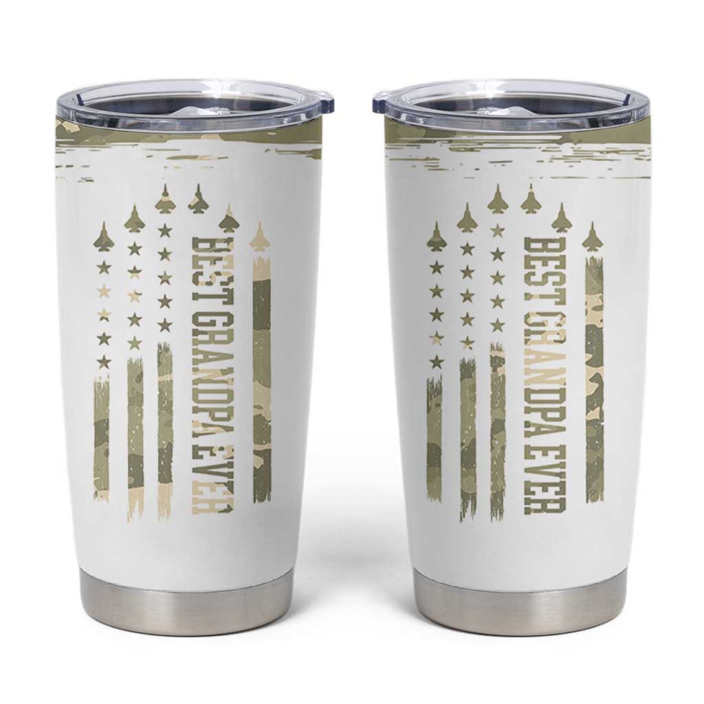 Fathers Day Grandpa Tumbler Cup Best Grandpa Ever Grandfather Camo American Flag USA
